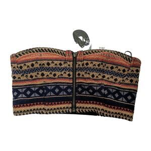 Forever 21 Knit Crop Top Bustier Size M Medium Tribal Geometric Adjustable Strap